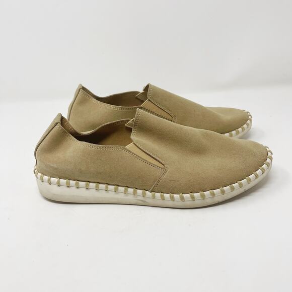 Dav Womens Size 6 Cream White Suede Slip On Sneakers Comfort Round Toe Leather - Picture 5 of 10